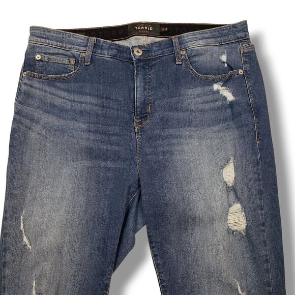 Torrid Sky High Skinny Jeans Womens 18 Premium Distressed High Rise - Picture 2 of 9